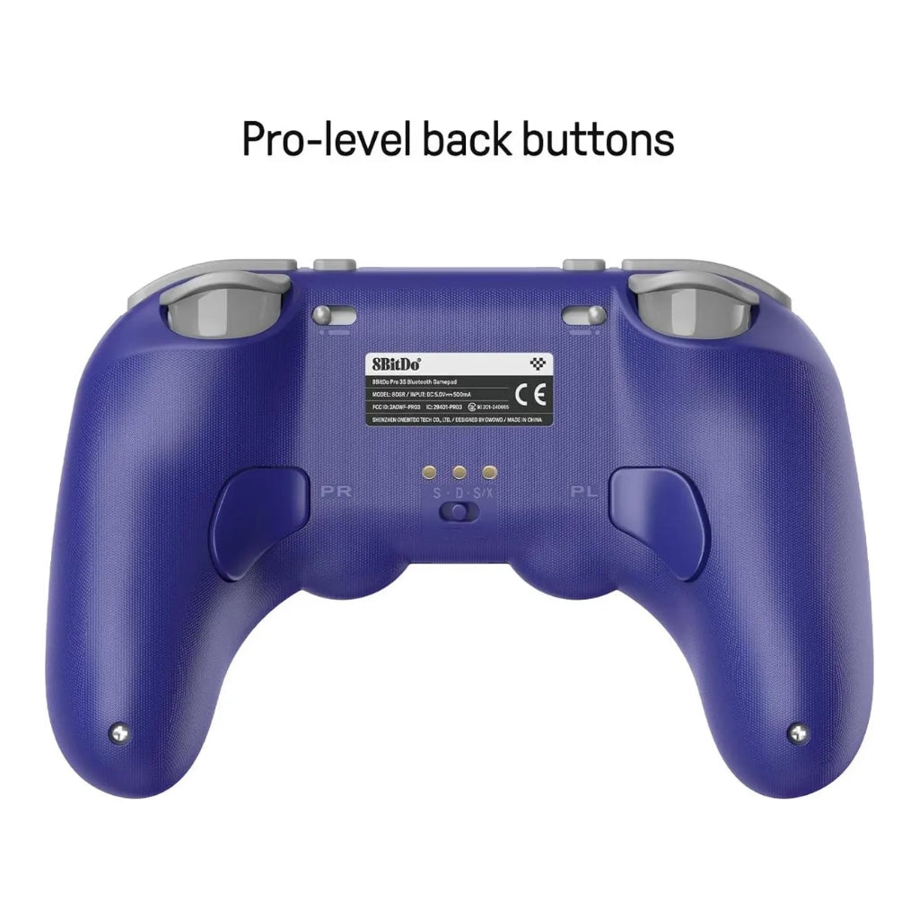 Control Inalámbrico 8BitDo Pro 3 Purple con Base de Carga para Nintendo Switch 1 y 2, PC y más