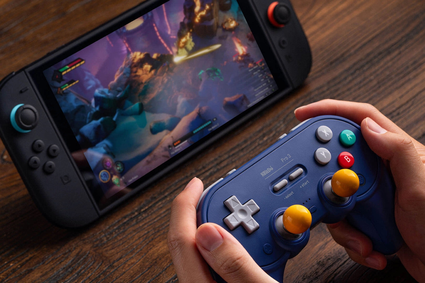 Control Inalámbrico 8BitDo Pro 3 Purple con Base de Carga para Nintendo Switch 1 y 2, PC y más