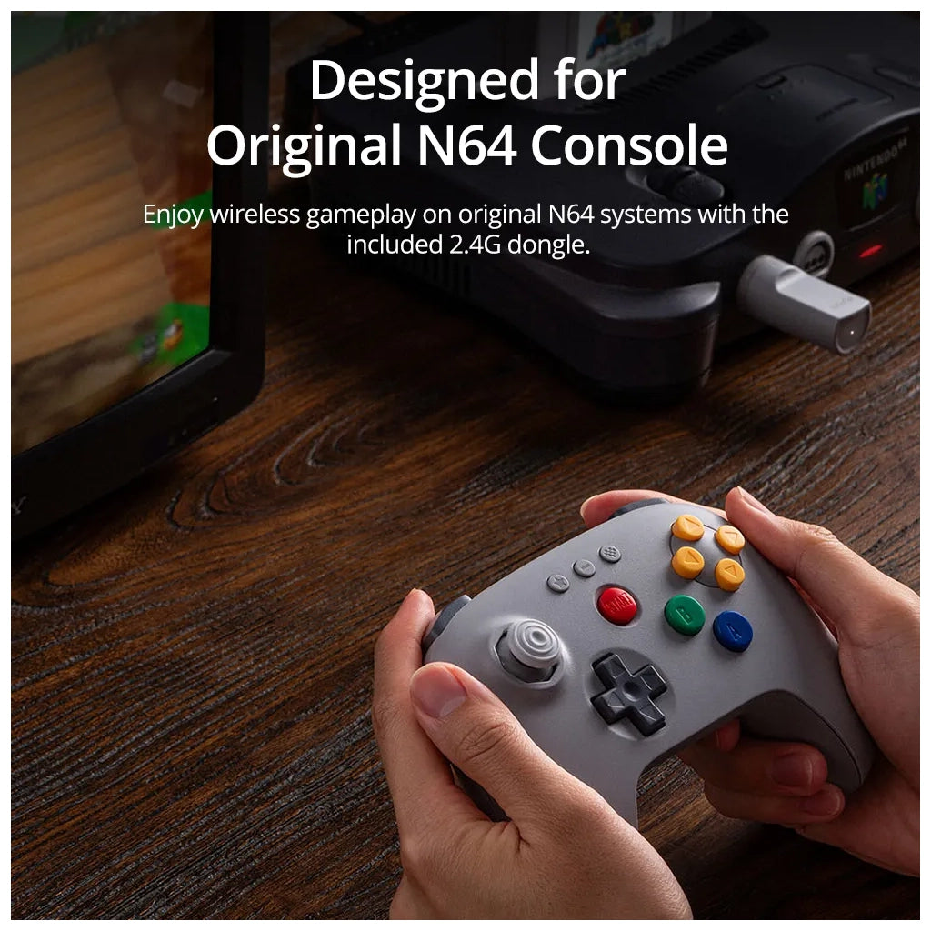 Control Inalámbrico 8BitDo 64 Bluetooth Hall Effect para Switch, Switch 2, PC y Analogue3D