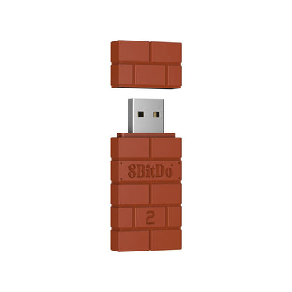 Adaptador Inalámbrico 8BitDo USB Adapter 2 para Nintendo Switch, Switch 2, PC, Playstation, XBOX Color Red