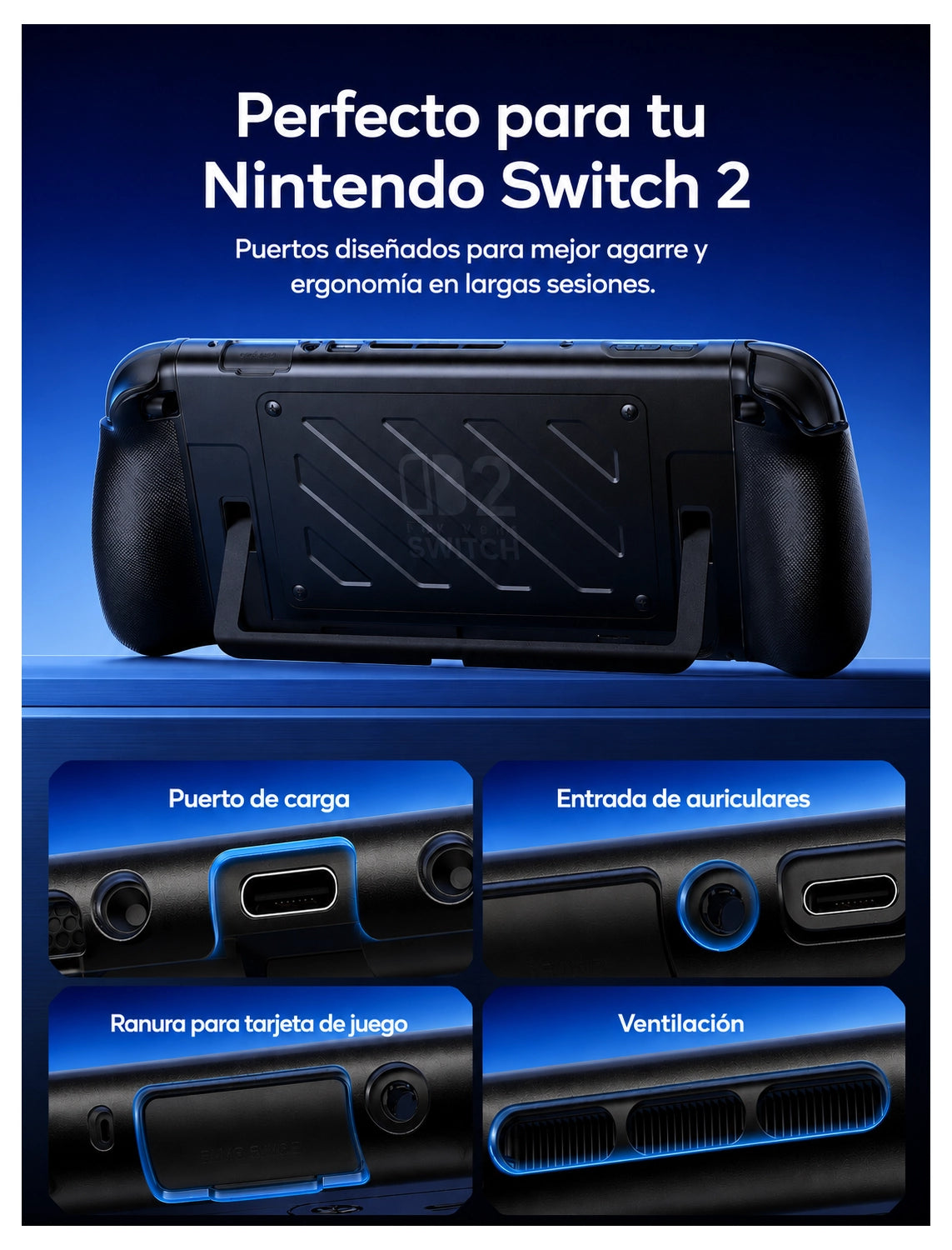 Funda Protectora JSAUX para Nintendo Switch 2 con Cubierta Frontal y Espacio para 10 Juegos