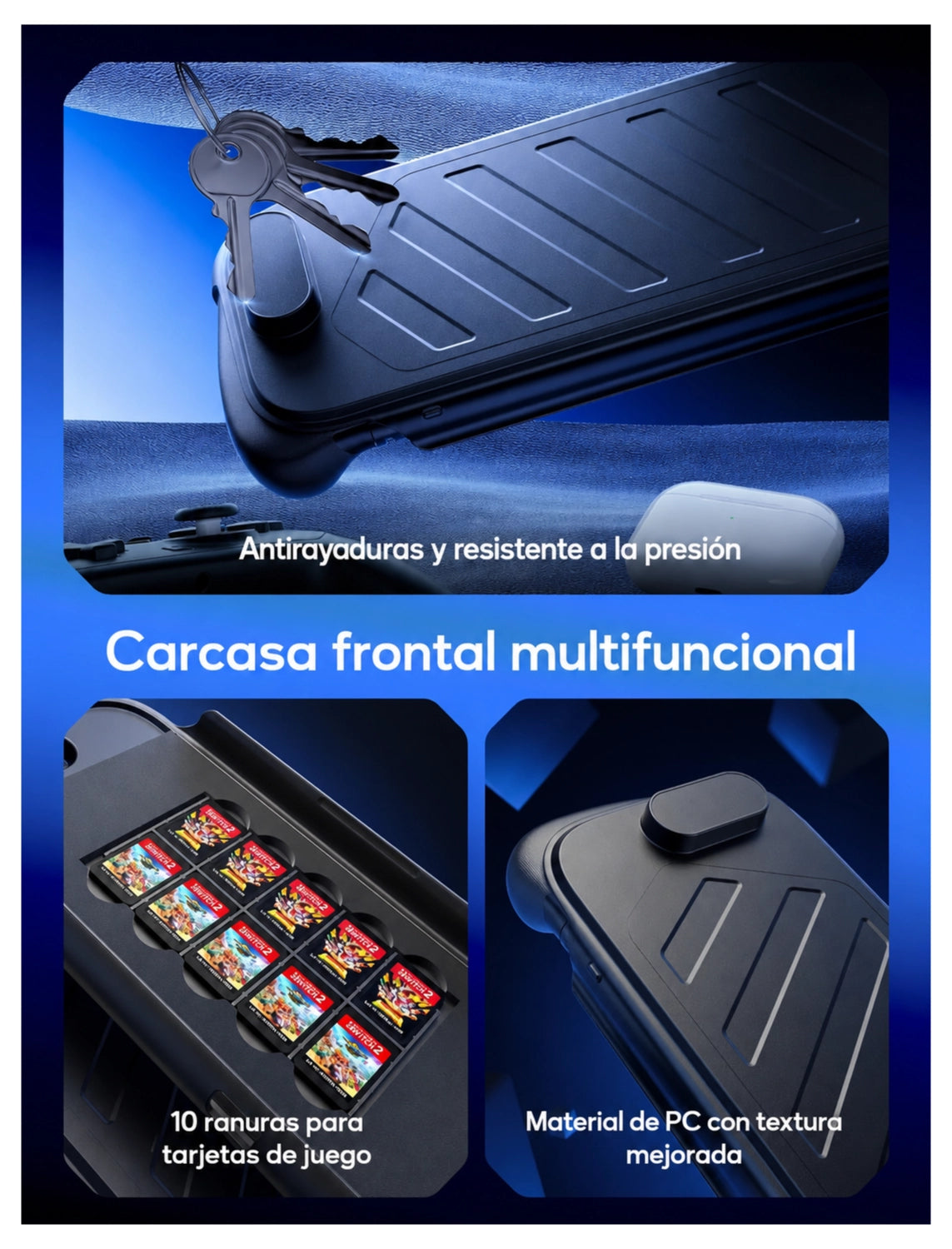 Funda Protectora JSAUX para Nintendo Switch 2 con Cubierta Frontal y Espacio para 10 Juegos